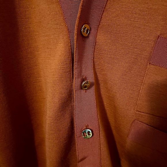 Salvatore Ferragamo Burnt Orange Gold Button Cardigan Wool Sweater Size M - Picture 6 of 7